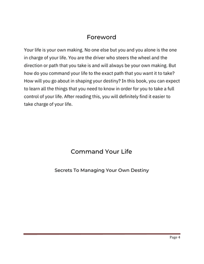 Command Your Life PDF ebook | Secrets to Managing Your Own Destiny - Download Delight