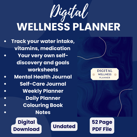 All in One Digital Wellness Planner, Self Help Journal, Mental Health Journal