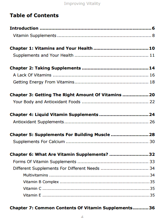 Improving Vitality PDF Ebook | Improve Your Vitality Through the Power of Nutritional Supplements - Download Delight
